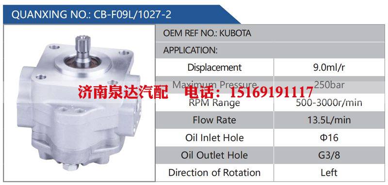 CB-F09L-1027-2,KUBOTA汽车动力转向油泵，液压泵，增压泵，叶片泵/CB-F09L-1027-2,KUBOTA