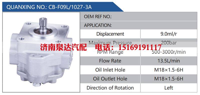 CB-F09L-1027-3A汽车动力转向油泵，液压泵，增压泵，叶片泵/CB-F09L-1027-3A