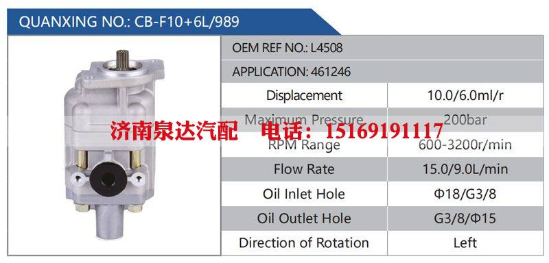 CB-F10+6L-989,L4508,461246汽车动力转向油泵，液压泵，增压泵，叶片泵/CB-F10+6L-989,L4508,461246