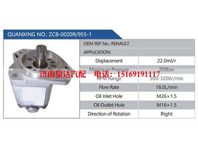 ZCB-0020R-955-1，RENAULT,,济南泉达汽配有限公司