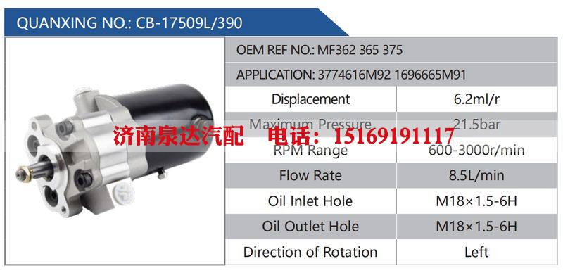 CB-17509L-390,MF362365375,3774616M921696665M91汽车动力转向油泵，液压泵，增压泵，叶片泵/CB-17509L-390,MF362365375,3774616M921696665M91