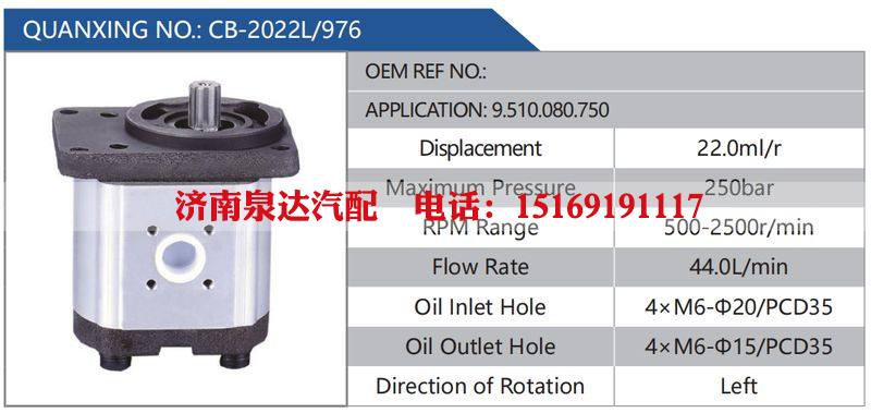 CB-2022L-976，9.510.080.750汽车动力转向油泵，液压泵，增压泵，叶片泵/CB-2022L-976，9.510.080.750