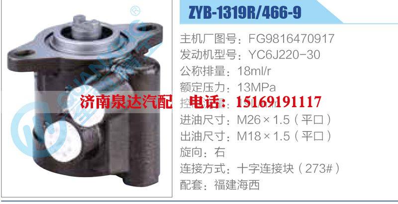 ZYB-1319R-466-9，F(xiàn)G9816470917，YC6J220-30,,濟南泉達汽配有限公司