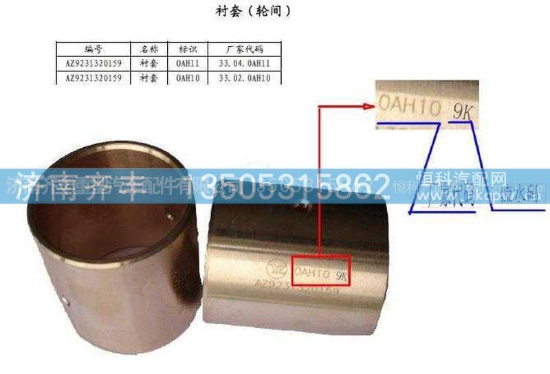 ,轮间行星齿轮衬套(HW08款)与AC16通用,济南铁鹿汽车零部件有限公司