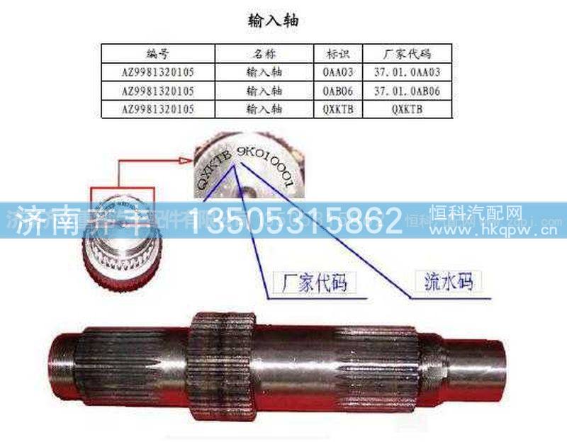 ,中桥输入轴(AC16),济南铁鹿汽车零部件有限公司