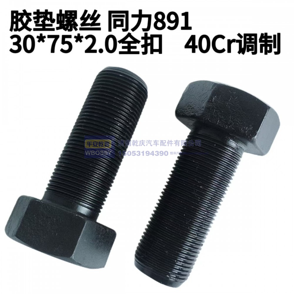 胶垫螺丝 同力981 30*75*2.0全扣 40cr调制