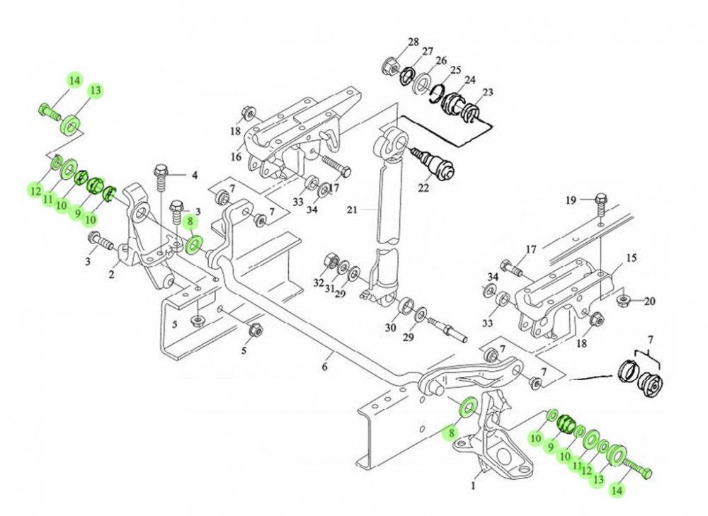 DZ13241430080-XLB   翻转轴修理包,Tilting shaft repair kit,济南向前汽车配件有限公司