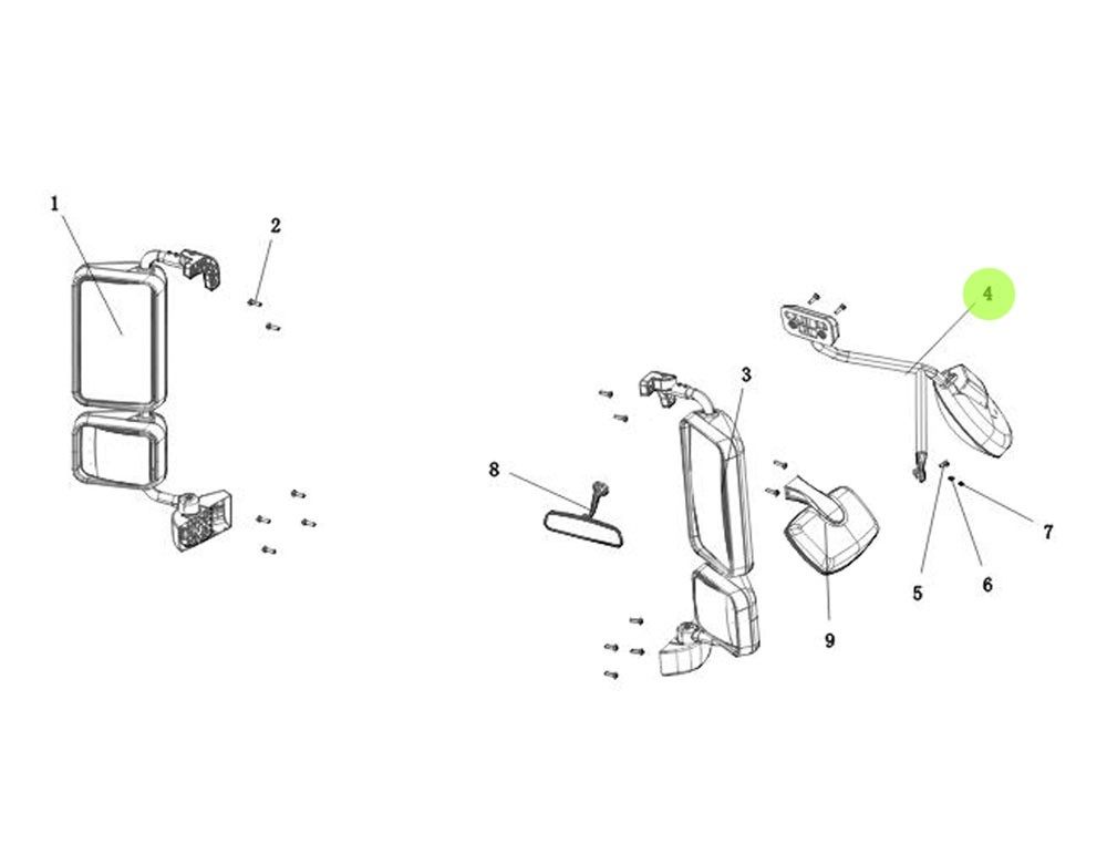 DZ15221770070  前下视镜总成,Front and bottom mirror assembly,济南向前汽车配件有限公司