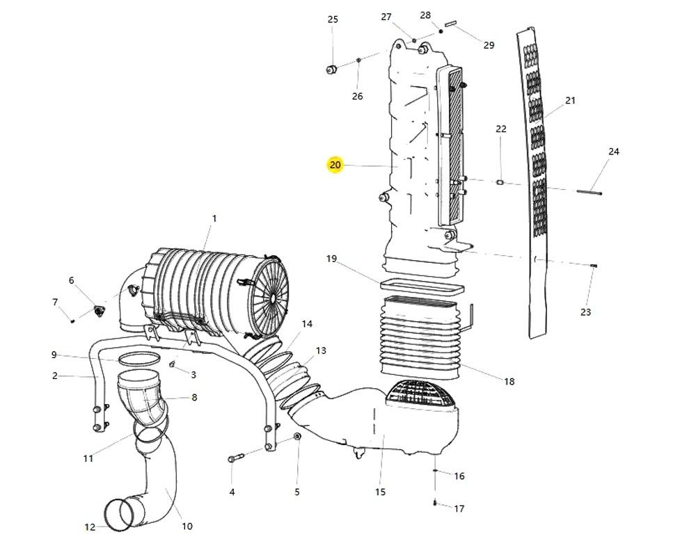 712W08201-6074   进气道总成L15,Inlet assembly L15,济南向前汽车配件有限公司