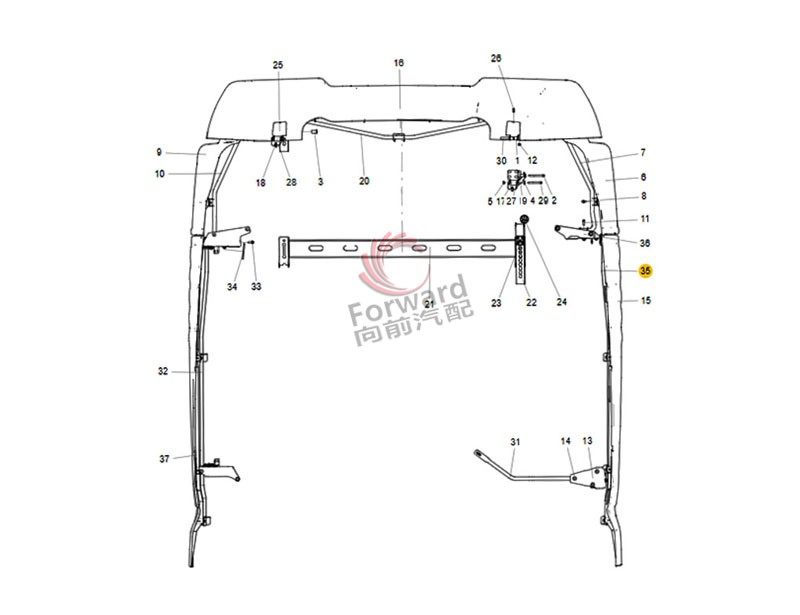 811W62910-5259 左支架总成,Side deflector left bracket,济南向前汽车配件有限公司