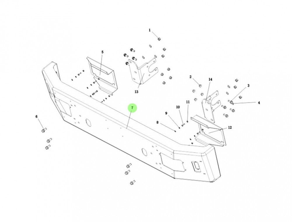 DZ93259620035 钢板保险杠焊接总成,Bumper welding assembly,济南向前汽车配件有限公司