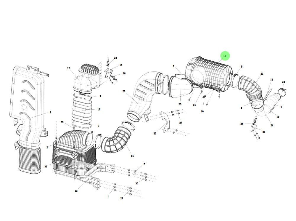 DZ97259191507 中置空濾器總成,Mid-mounted air filter assembly,濟(jì)南向前汽車配件有限公司