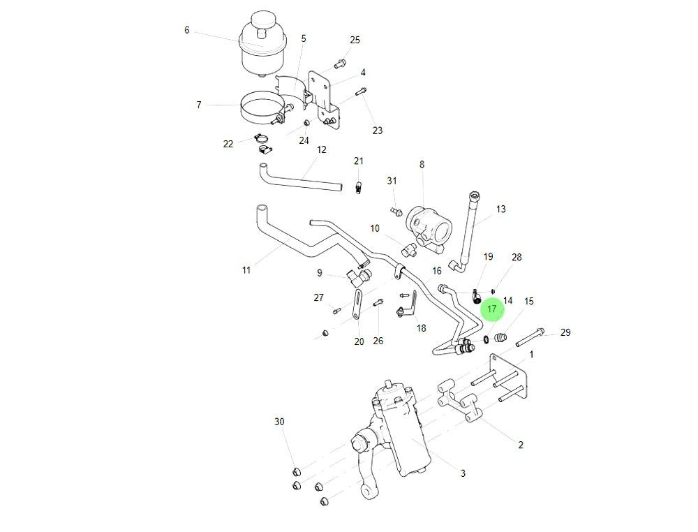 FG9816470921  转向机进油钢管,Steering gear oil inlet steel pipe,济南向前汽车配件有限公司