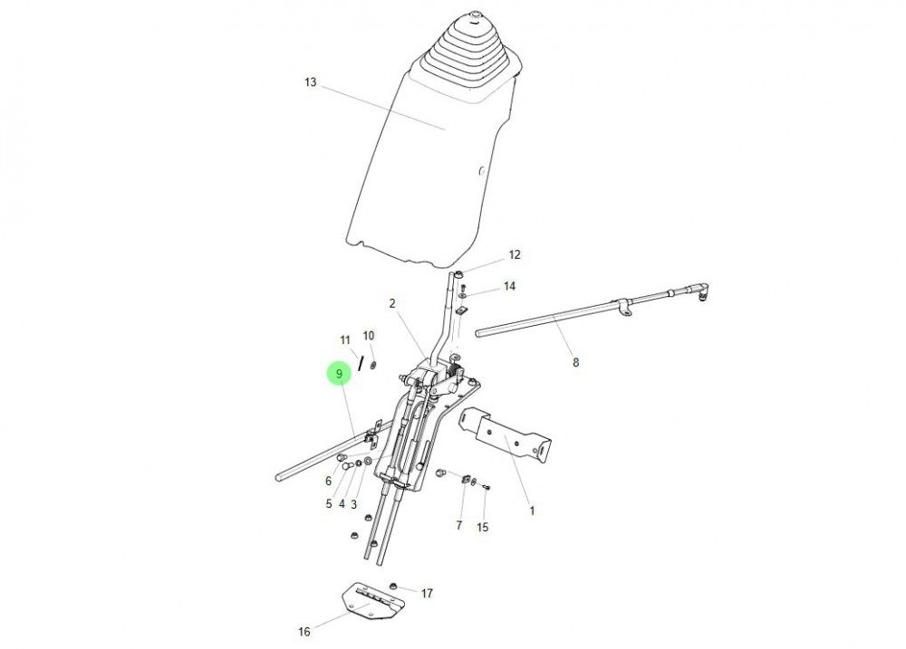 FG9806242560 换挡软轴总成,Shift flexible shaft assembly,济南向前汽车配件有限公司