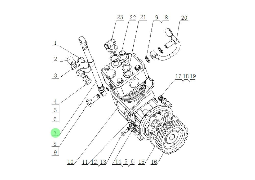 SPYJ0000001282 空壓機回水管,Air compressor return water pipe,濟南向前汽車配件有限公司