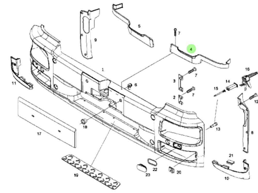 81.41614-0021 保险杠上右装饰板,Upper right trim plate,济南向前汽车配件有限公司
