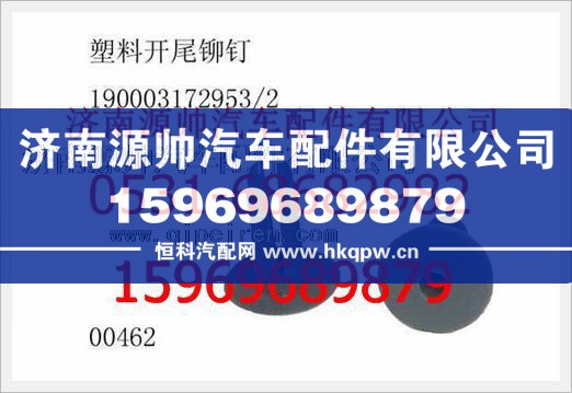 重汽豪沃塑料开尾铆钉190003172953/190003172953