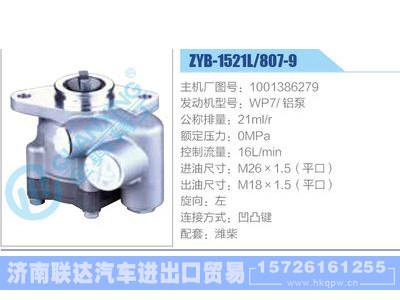 ZYB-1521L-807-9，1001386279，WP7铝泵动力转向助力泵，叶片泵图1