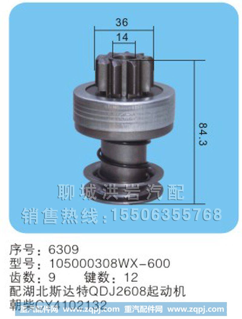 105000308WX-600序号6309,马达齿轮,聊城市洪岩汽车电器有限公司