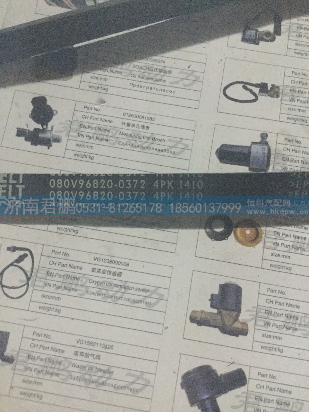 济南君鹏供应重汽发动机多楔带皮带080V96820-0372