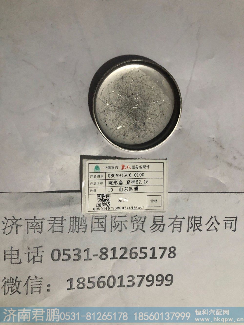 济南君鹏供应080V91606-0100碗形塞