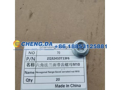 ZQ32410T13F6,六角法兰面带齿螺母M10,山东鼎赞飞行汽车制造有限公司