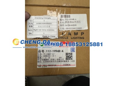 LVGBECK8RG006037,右后大灯总成 副厂,山东鼎赞飞行汽车制造有限公司
