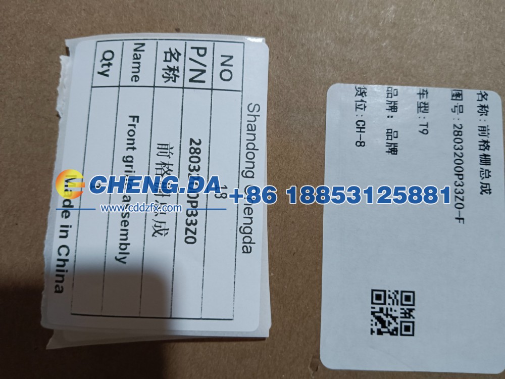 2803200P33Z0,前格栅总成前中网,山东鼎赞飞行汽车制造有限公司