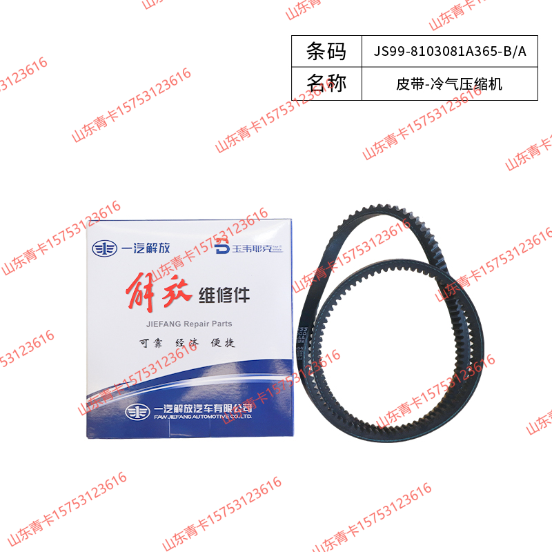 JS99-8103081A365-B/A皮带-冷气压缩机 空调压缩机皮带 适配J6P/JH6 / 天V、锡柴 / 大柴 山东青卡/JS99-8103081A365-B/A