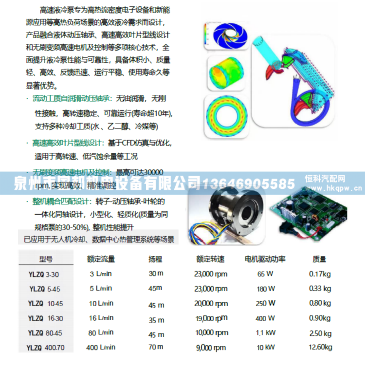 小型轻量化液冷泵YLZQ 16-30GB